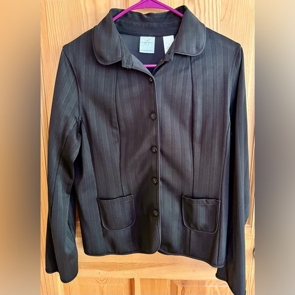 Emma James Black Blazer w Classic Collar Buttons Pockets Professional Emo Goth M - Picture 9 of 15
